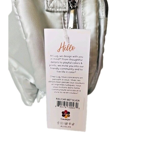 Lug Railcar Crossbody Tote Bag Metallic Silver Adjustable Removeable Strap RFID - Picture 9 of 12